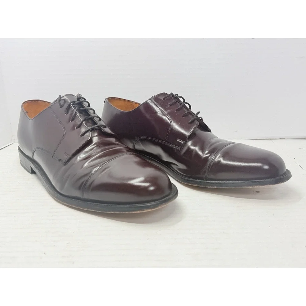 Cole Haan City 841047 Men's 11.5 E Burgundy Leather Cap Toe Derby Dress Shoes